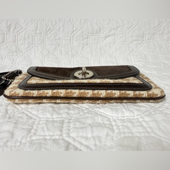🖤 Vintage Y2K Coach Heritage Wool & Suede Houndstooth Turnlock Mini Bag Wallet - Picture 8 of 15